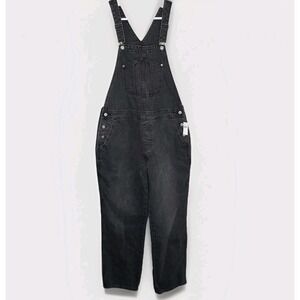 NWT Old Navy Overalls Sz 14 Black Grey Dark Wash Distressed Relaxed Bib Denim